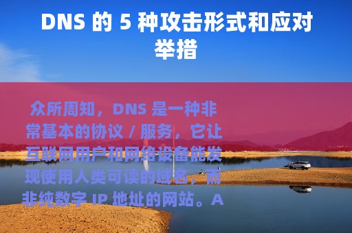 DNS 的 5 种攻击形式和应对举措