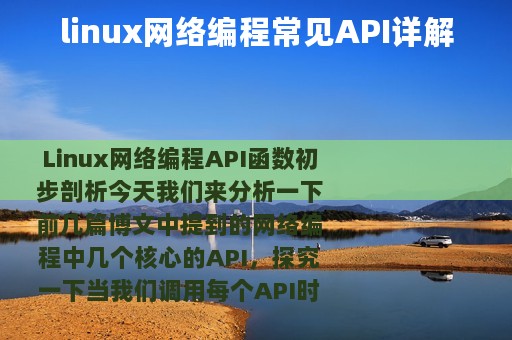 linux网络编程常见API详解