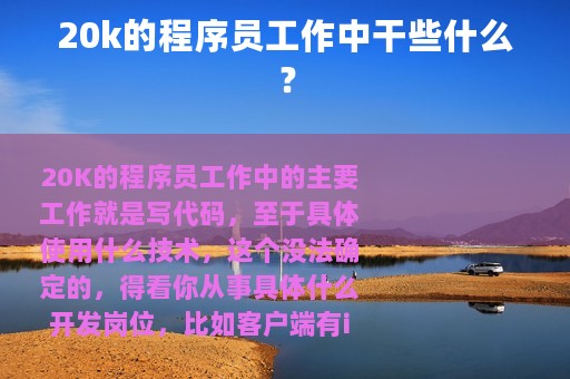 20k的程序员工作中干些什么？