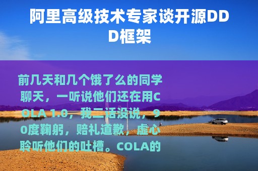 阿里高级技术专家谈开源DDD框架