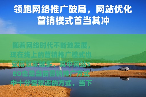 领跑网络推广破局，网站优化营销模式首当其冲