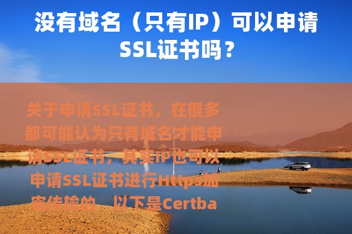 没有域名（只有IP）可以申请SSL证书吗？