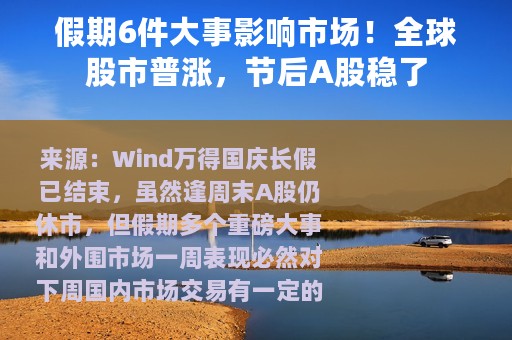 假期6件大事影响市场！全球股市普涨，节后A股稳了