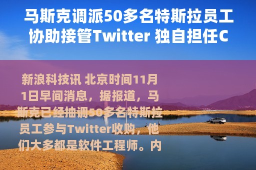 马斯克调派50多名特斯拉员工协助接管Twitter 独自担任CEO“只是暂时安排”