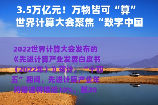 3.5万亿元！万物皆可“算” 世界计算大会聚焦“数字中国”