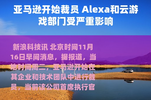 亚马逊开始裁员 Alexa和云游戏部门受严重影响