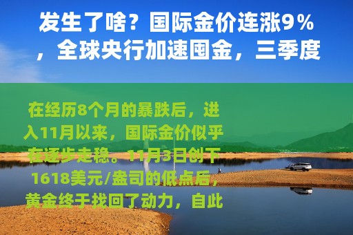 发生了啥？国际金价连涨9％，全球央行加速囤金，三季度购金创近22年新高