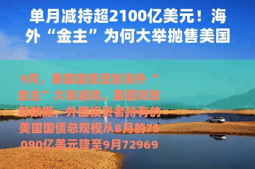 单月减持超2100亿美元！海外“金主”为何大举抛售美国国债？