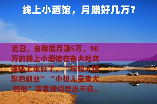 线上小酒馆，月赚好几万？