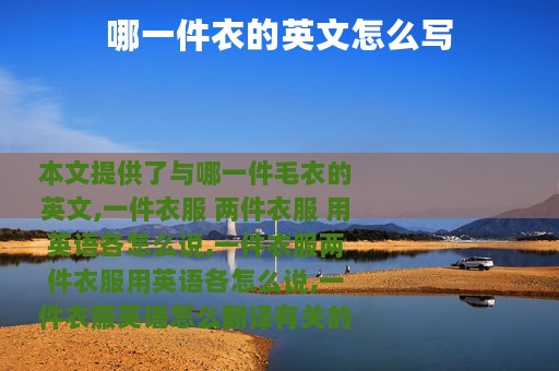 哪一件衣的英文怎么写