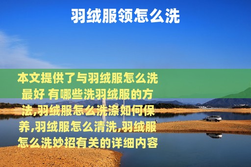 羽绒服领怎么洗