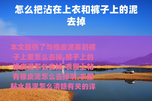 怎么把沾在上衣和裤子上的泥去掉