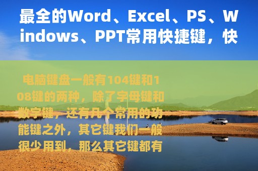 最全的Word、Excel、PS、Windows、PPT常用快捷键，快收藏