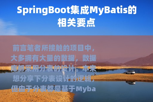 SpringBoot集成MyBatis的相关要点