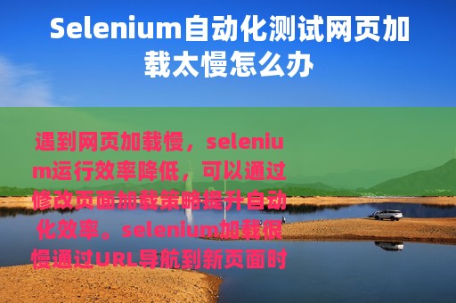 Selenium自动化测试网页加载太慢怎么办