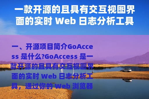 一款开源的且具有交互视图界面的实时 Web 日志分析工具