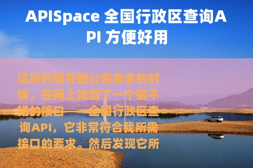 APISpace 全国行政区查询API 方便好用