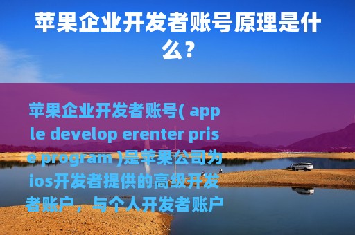 苹果企业开发者账号原理是什么？