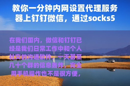 教你一分钟内网设置代理服务器上钉钉微信，通过socks5代理