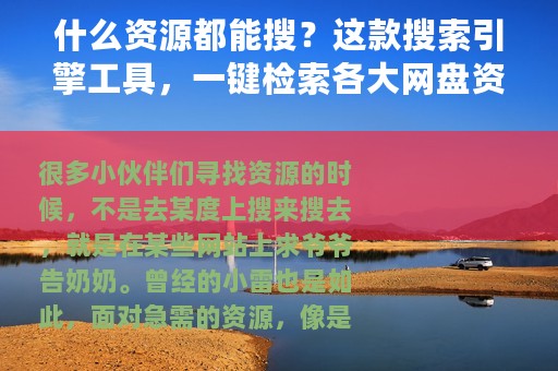 什么资源都能搜？这款搜索引擎工具，一键检索各大网盘资源