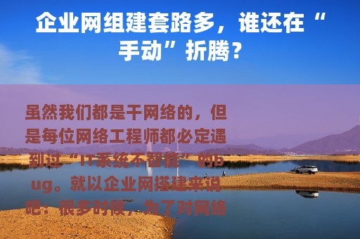 企业网组建套路多，谁还在“手动”折腾？