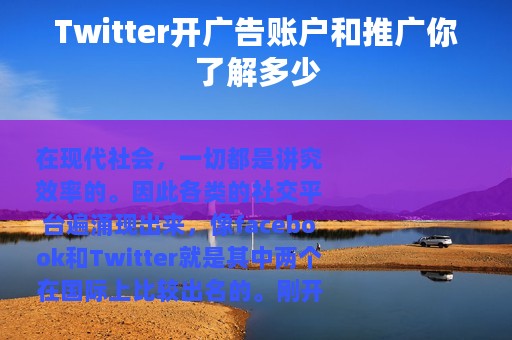 Twitter开广告账户和推广你了解多少
