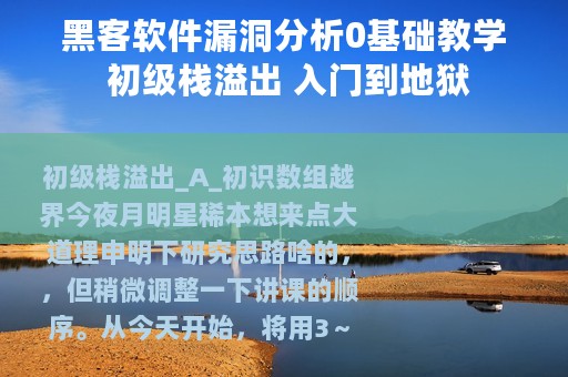黑客软件漏洞分析0基础教学 初级栈溢出 入门到地狱