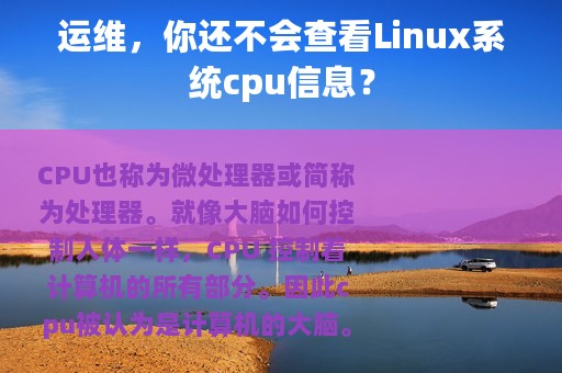 运维，你还不会查看Linux系统cpu信息？