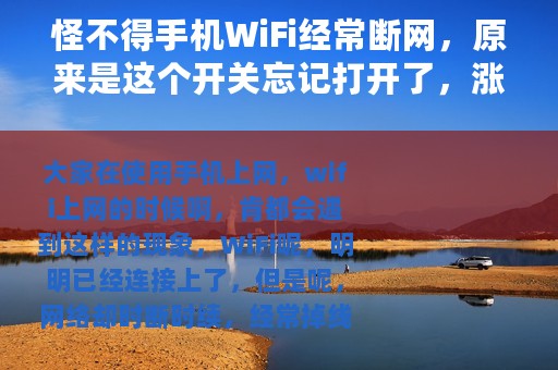 怪不得手机WiFi经常断网，原来是这个开关忘记打开了，涨知识了