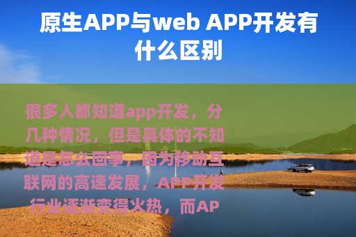 原生APP与web APP开发有什么区别