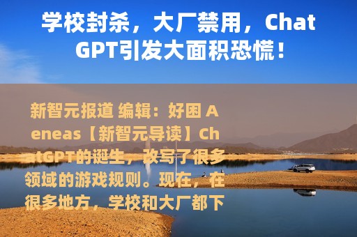 学校封杀，大厂禁用，ChatGPT引发大面积恐慌！