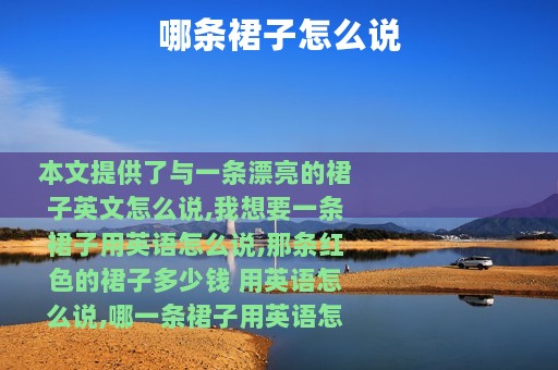 哪条裙子怎么说