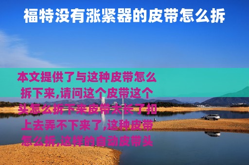 福特没有涨紧器的皮带怎么拆