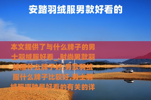 安踏羽绒服男款好看的