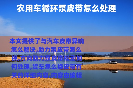 农用车循环泵皮带怎么处理