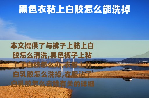 黑色衣粘上白胶怎么能洗掉