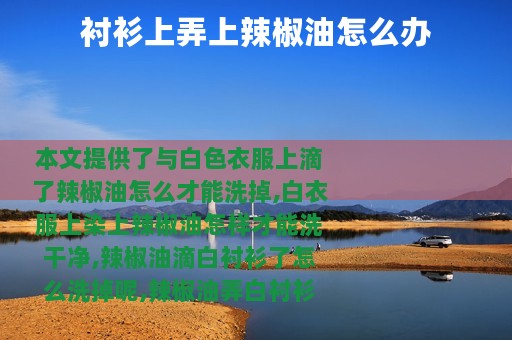 衬衫上弄上辣椒油怎么办