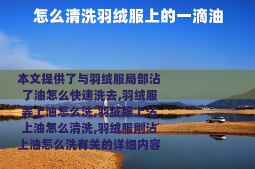 怎么清洗羽绒服上的一滴油