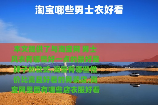 淘宝哪些男士衣好看