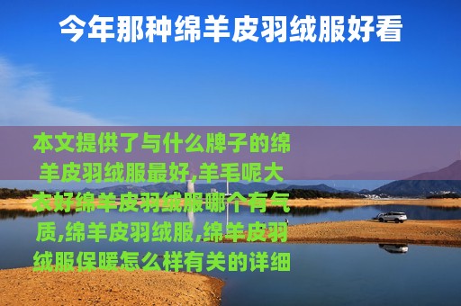 今年那种绵羊皮羽绒服好看