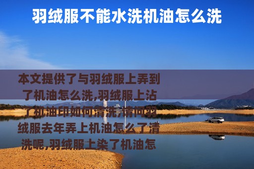 羽绒服不能水洗机油怎么洗