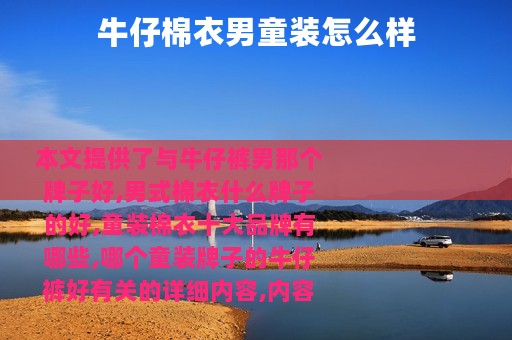 牛仔棉衣男童装怎么样