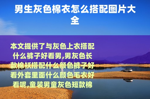 男生灰色棉衣怎么搭配图片大全