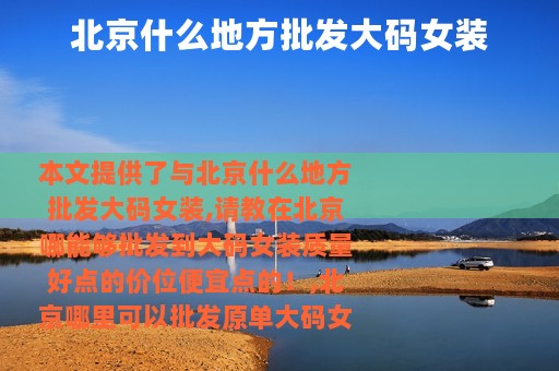 北京什么地方批发大码女装