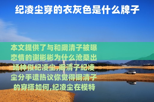 纪凌尘穿的衣灰色是什么牌子