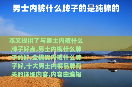 男士内裤什么牌子的是纯棉的