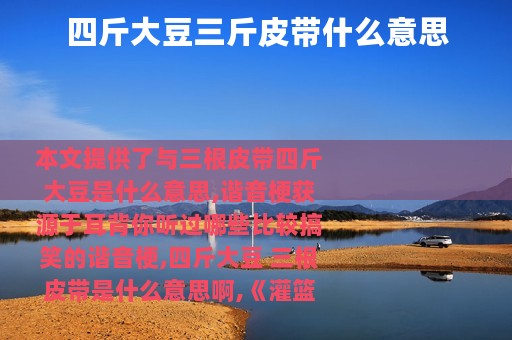 四斤大豆三斤皮带什么意思