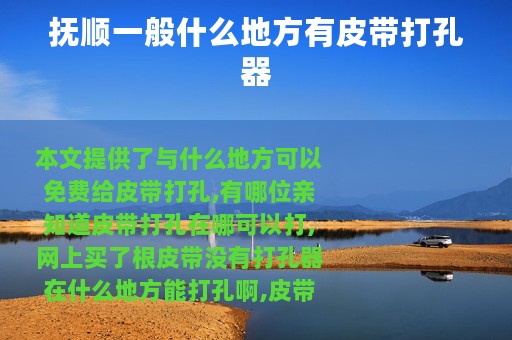 抚顺一般什么地方有皮带打孔器