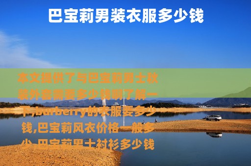 巴宝莉男装衣服多少钱