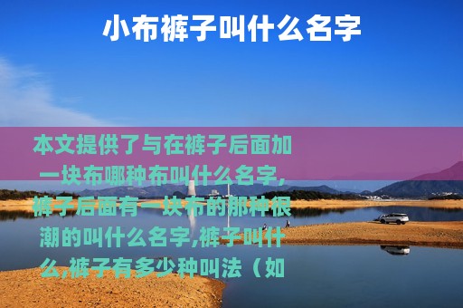 小布裤子叫什么名字
